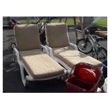 Two adjustable patio chaise lounge chairs with