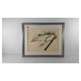 Cat painting, artist signed and numbered, framed