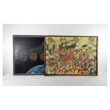 Two tribal style paintings on canvas, both are