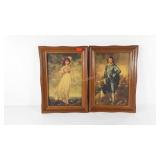 Blue Boy and Pinkie prints, framed, 12" x 17"