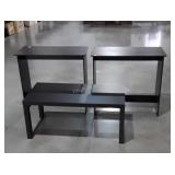 3pc Stands lot, black color laminated Furniture,