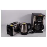 Mr.Coffee pot, electric kettle, and toaster oven