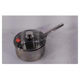 Stainless steel pot with lid.