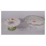 Glass egg plates, one does have a chip.