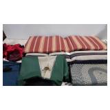 Canvas tote bags, chair cushions and runner rug,