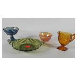 Glassware, includes carnival glass candlestick