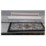 Decor, metal wall hanging 36x14, curtain rod,