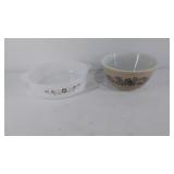 Pyrex bowl and casserole marked Pry-o-rey