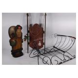 Christmas decor lot, Santa wooden statue, wooden