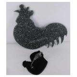 Two chicken kitchen items, Corian cutting board