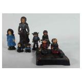 Cast iron pilgrim figurines and ashtray