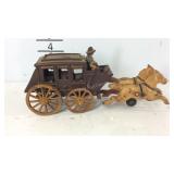 Cast iron two horse carriage with driver