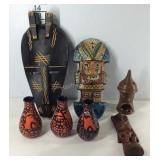 tribal home decor, vases, masks, etc