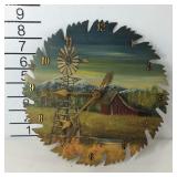 Painted sawblade wall clock battery operated