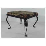 Wrought iron padded foot stool, 12" x 12"