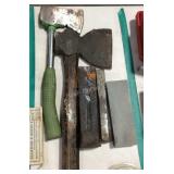 Tools, axes, wedges, and sharpening block