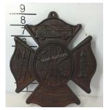 Cast iron fireman decor wall plaque