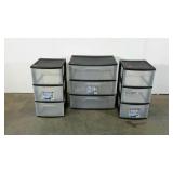 Three Sterilite plastic storage bin towers, 8