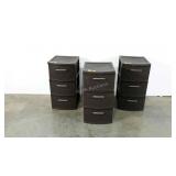 Three Sterilite plastic storage bin towers, woven