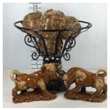 Home decor, metalworks vase with decorative balls