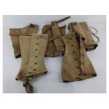 Military leggings, canvas and brass