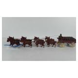 Cast iron beer wagon and horse team, 30.5"