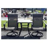 3pc Outdoor Table set, 24" table, 2 swivel rocker