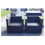 Two All Weather Wicker Patio Chairs, no cushions,