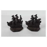 Cast iron ship bookends, 4"