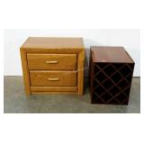 Nightstand end table and 10 bottle wine rack,