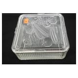 Glass refrigerator dish with lid, 8.5" square