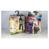 Two Halloween costumes, hippie and vampire both