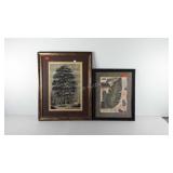 Two wall art prints, both framed, 18" x 22" and