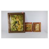 Three pictures of children and pets, largest