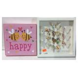 Two kids room wall art, happy bee and butterflies
