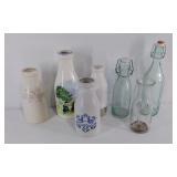 Group of glass and ceramic bottles
