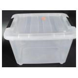 Small plastic storage tote with lid 15"x12"x9"