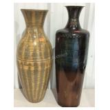 Two large home decor vases 27in and 28in one is