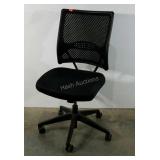Mesh backed office chair, adjustable, no arms,