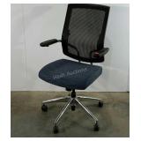 Mesh backed office chair, blue seat, seller code