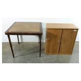 Card table, wood, and laminate cabinet