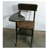 School style desk, wood and metal construction,