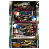 Tools, tool box and three boxes with screw