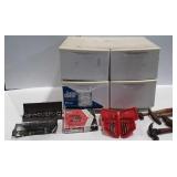 Storage container with contents, includes