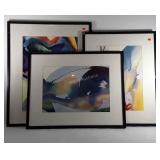 Three abstract paintings, artist signed and