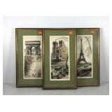 Trio of Paris themed prints, pencil signed,