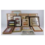 Group of framed wall art, sizes and styles,