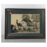 Cape house sketch signed H. G. Freeman, framed