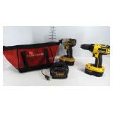 DeWalt 1/4" impact driver and 1/2" drill, both