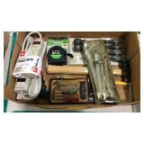 Tools, measuring tape, power strips, wrenches,